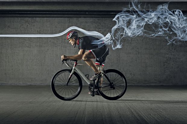 Smoking cyclist