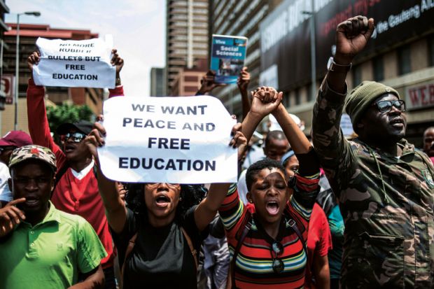 South African students protesting for free education