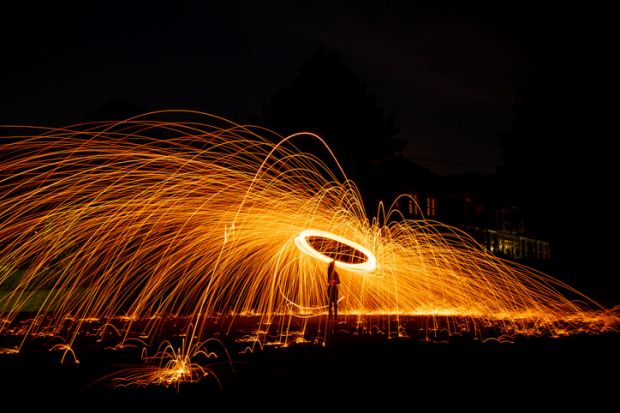 Steel wool spinning, symbolising spin-out companies