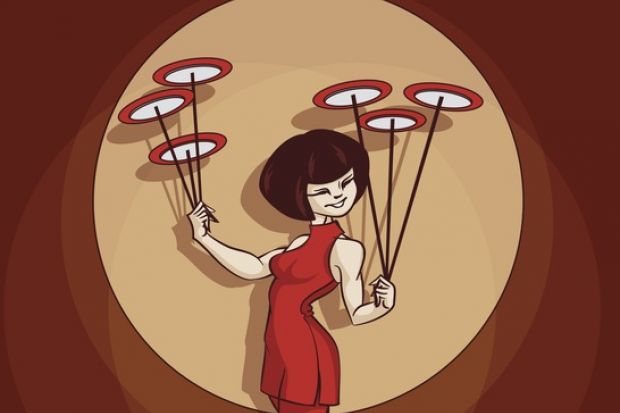 Illustration: woman spinning plates Illustration: A woman spinning plates, symbolising spin-outs