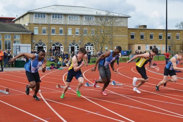 Sprinters at St Mary's University Twickenham