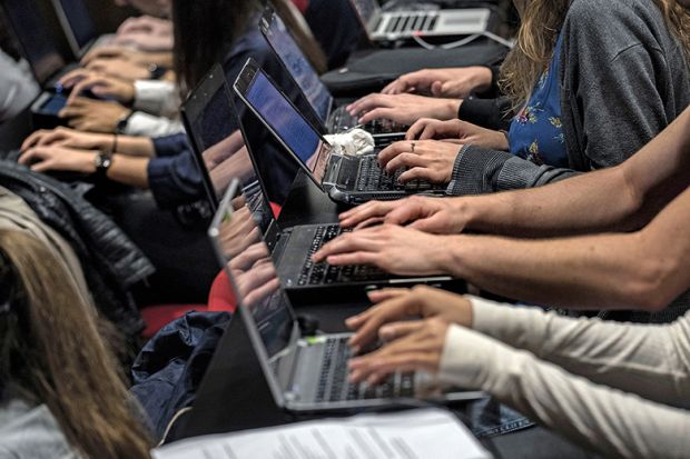 students use laptops