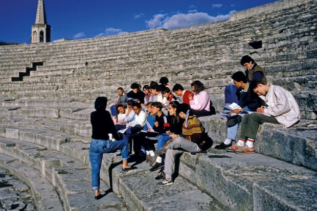 Students visit Roman Antique Theater, Arles, Bouches-du-Rhone