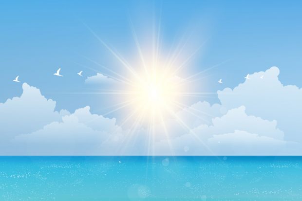 Sun shining on sea (illustration)