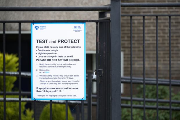Test and Protect rules sign for School children in Scotland