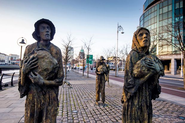 the famine memorial in Dublin
