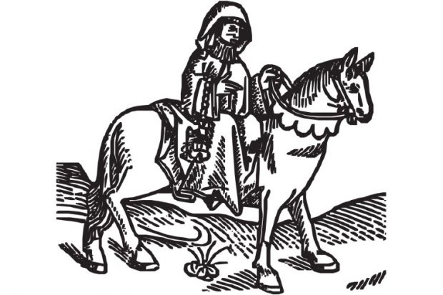 The prioress woodcut, Geoffrey Chaucer's The Canterbury Tales