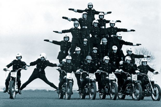 Police motorcyclists display team