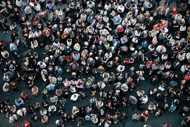 High angle view of a crowded square