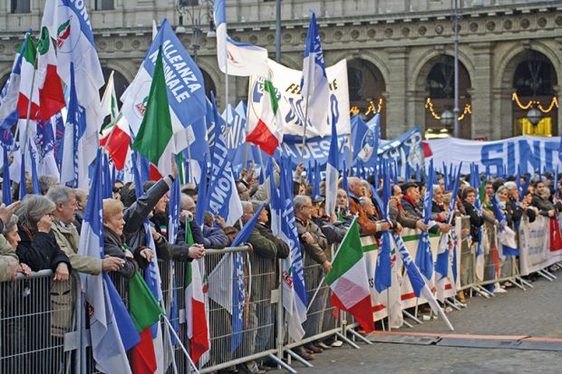 A historic Alleanza Nazionale election campaign event in Rome