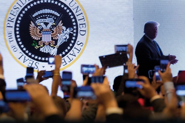 Trump with presidential seal