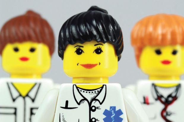 Three female Lego characters