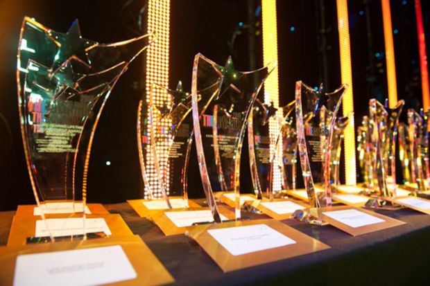 Times Higher Education Awards 2015 trophies