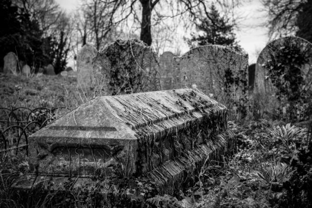 Tombstones in graveyard