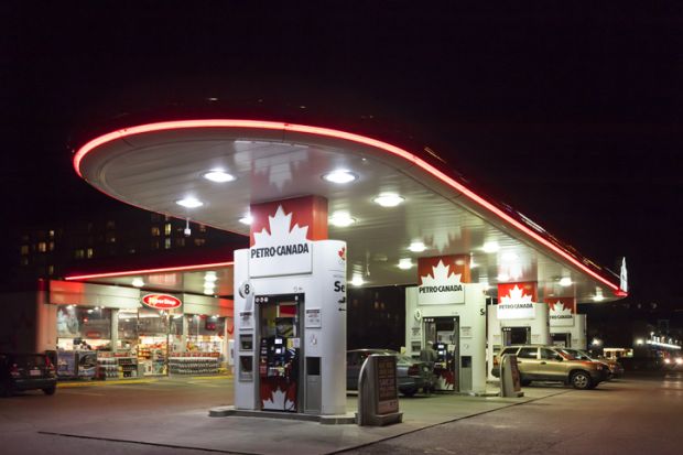 Toronto, Canada - Oct 19, 2017 Petro Canada gas station in the city of Toronto