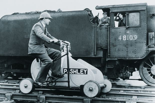 Train and pedal-powered vehicle