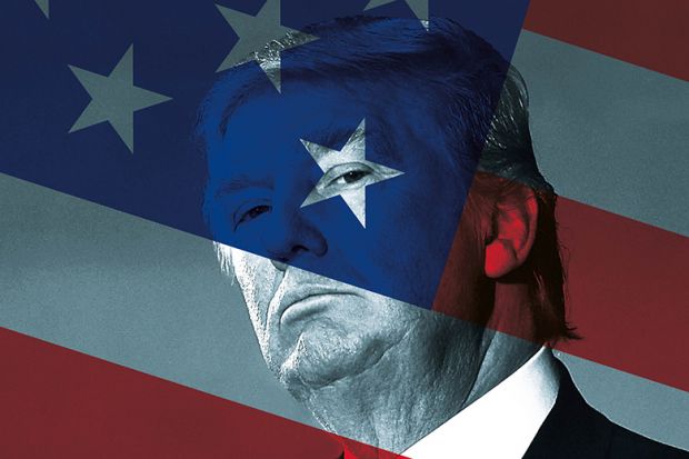 Donald Trump and US flag montage