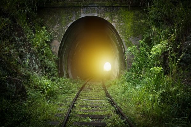 A railway tunnel Light at the end of the tunnel