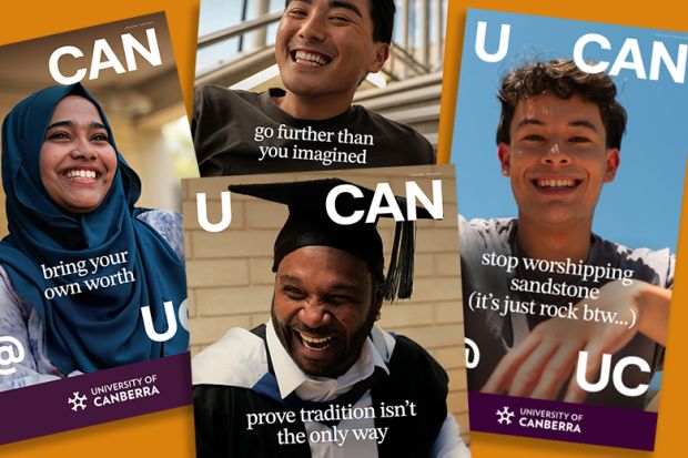 A montage of images from the University of Canberra brand campaign. A montage of images from the University of Canberra brand campaign.