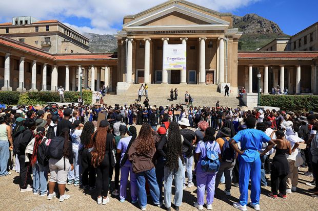 Students protest over fee debts and accommodation at the University of Cape Town, South Africa, in February 2025 Students protest over fee debts and accommodation at the University of Cape Town, South Africa, in February 2025