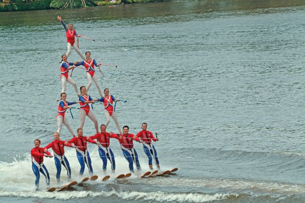 Water ski pyramid