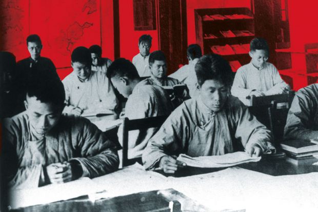 University students of Nanking University, study in the Severence Hall Reading Room as a metaphor for re-examine Western universities’ pasts, but not their academic values