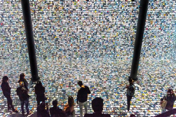 Media art immersive exhibition in New York to illustrate Is Facebook election project a model for research on big tech?