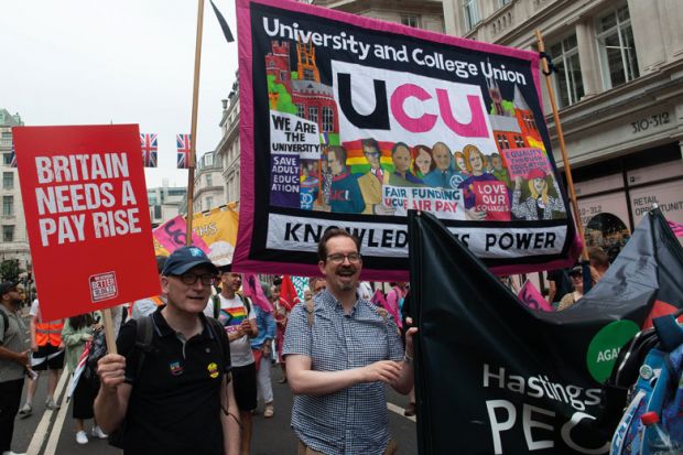 Members of the UCU trade union during a demonstration to illustrate Pay negotiator ‘optimistic’ on routes to avoid ‘perpetual strikes’