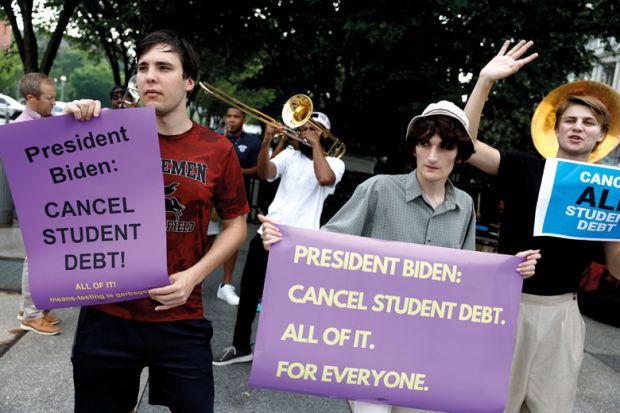 ctivists attend a rally outside of the White House to call on U.S. President Joe Biden to cancel student debt to illustrate US debt freeze feared to be raising risk for new students