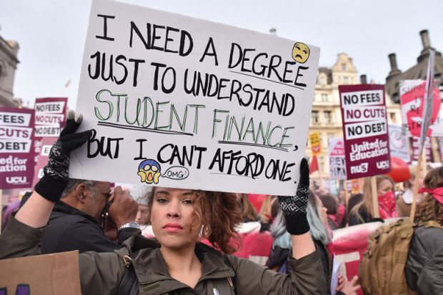  Students protest against fees and cuts and debt in central London to illustrate Post-2012 English graduates ‘dread ever-present loan debt’