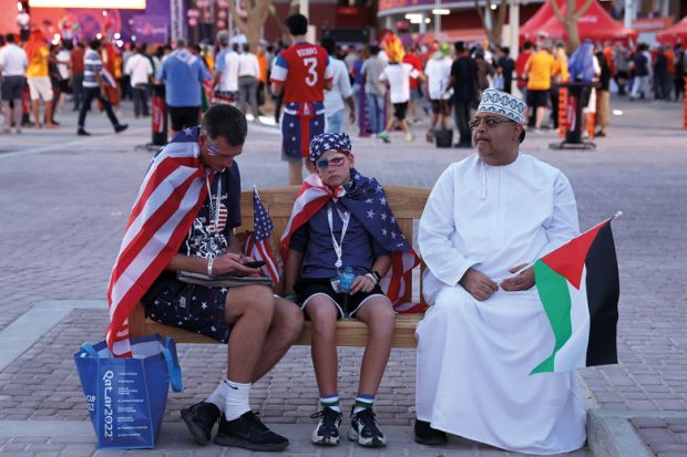 United States fans show their support prior to the FIFA World Cup Qatar to illustrate 