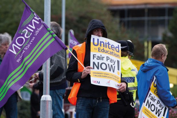 Members of UNITE, UNISON and UCU protest as mentioned in the story that they are about to strike