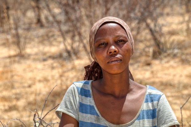 A woman in a Kalahari village, Botswana 