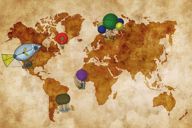 Balloons and world map