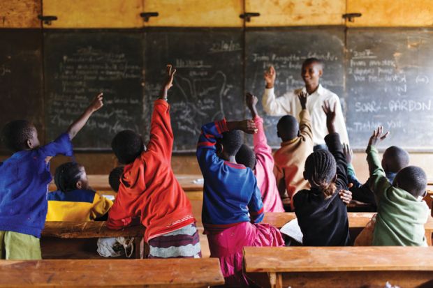 Young children being taught in classroom, Thika, Kenya