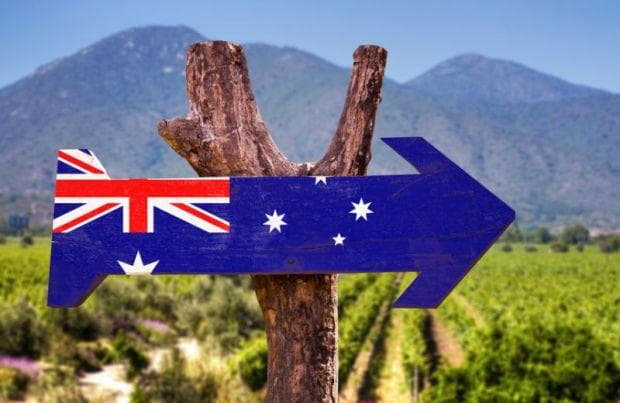 Signpost with Australia flag on