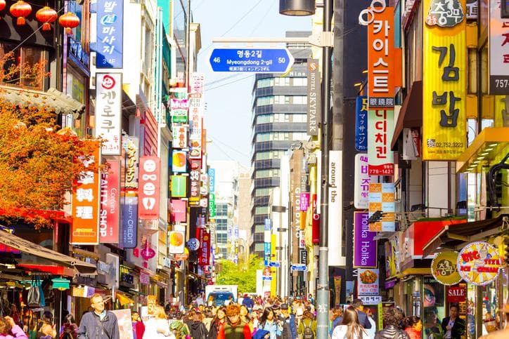 Myeongdong district in South Korea