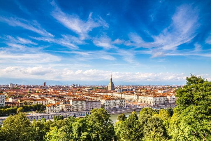 Turin city centre during summer day-Turin, Italy, Europe
