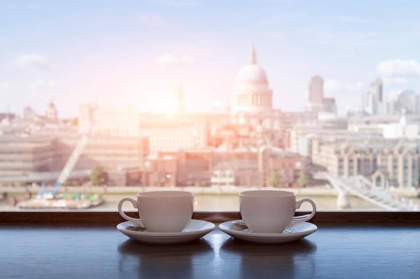 Coffee cups overlooking St Pauls, London