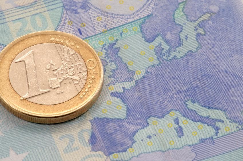 Map of europe on a Euro note