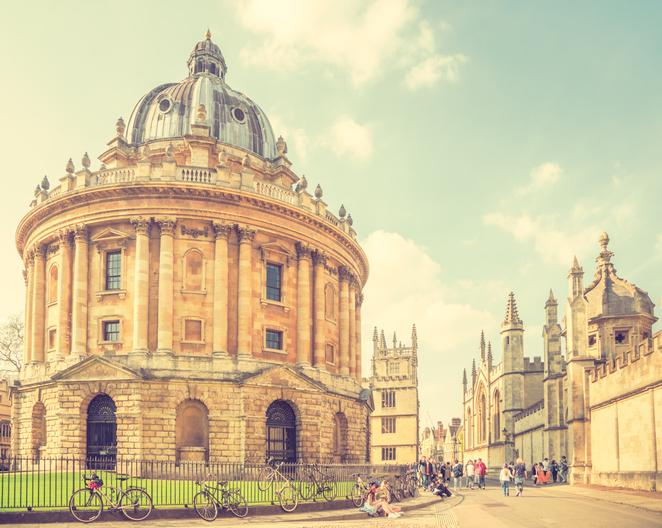Oxford university with students