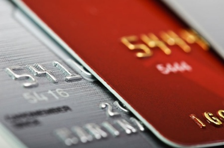 Close-up of two credit cards