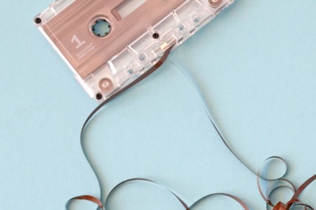Cassette with tape unreeled