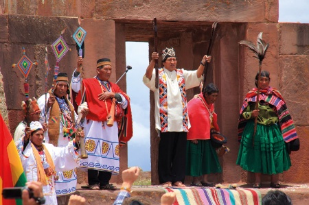 Protestors at Tiwanaku